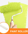 Polyurethane Sponge Paint Roller Set High Density for Walls and Detail Work Offering No Drip Performance With Game Changing Coverage For Latex And Acrylic Paints Sturdy Design Reduces Fatigue And Nails Every Edge applying vibrant green paint to a wall.