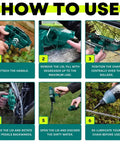 Step-by-step guide using Green Handheld Bike Chain Cleaner Tool No Chain Removal Needed Quick Efficient Clean on a bike.
