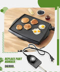 Electric skillet with thermostat cord, plug and play probe temperature control thermostat cord replacement part for electric skillets griddles frypans fits Presto models