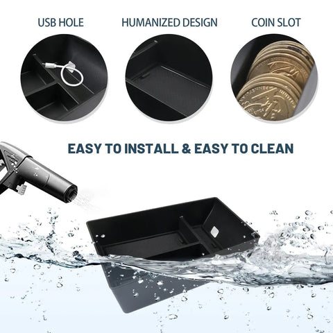 BMW Center Console Organizer Tray for 2020 to 2026 X5 X6 X7 Models with USB hole and coin slot design, easy to clean