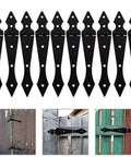 Beefy Heavy Duty Iron Gate Hinges Set For Outdoor Fences And Yard Gates, 10 Piece Replacement Hinge Kit With Durable Weatherproof Construction