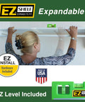 Expandable Closet Shelf And Hanging Rod System Adjustable From 17.5 To 27 Inches White Finish being installed with level