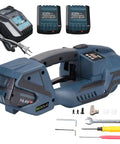 Electric Strapping Machine With LCD Screen Portable Baler For 1/2-5/8 Inch PP PET Straps, two batteries, charger, and tools