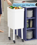 1 Inch Swivel Caster Wheels Set Of 4 With M6 Threaded Rods Provide A Heckin Sweet Ride For Any Furniture Or Tool Cart Featuring Rock Solid Polyurethane Tires on a white waste bin with 33kg capacity.