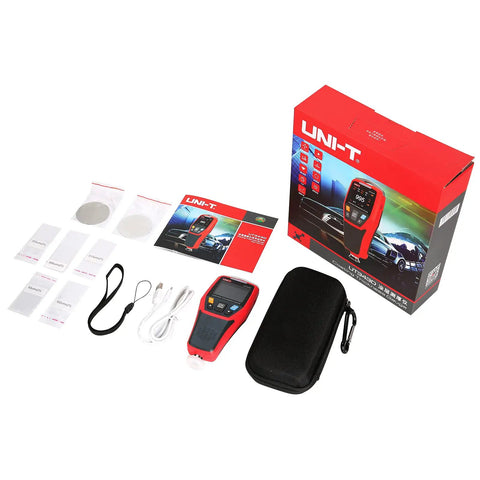 Coating Thickness Gauge For Automotive Paint And Bodywork, 0.1um Resolution, Car Coating Tester For Ferrous And Non Ferrous Metals, Automatic Detection With 3 Color LED Alarm And Audio Alert, Auto Off, Perfect Tool For Used Car Buyers with case and accessories