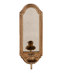 Vintage Gold Wall Mounted Candle Sconce With Mirrored Backplate And Floral 3D Woven Texture For Bathroom Or Living Room, single candle holder with antique design.