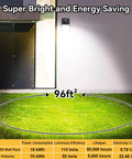 Lit area by 2 Pack Dusk To Dawn Outdoor Wall Pack Lights, 4750 Lumens, 5000K Daylight Equivalent, Waterproof Security Flood Lights For Porch And House, 100-277V AC, Auto On At Sunset And Off At Sunrise, Energy Saving Exterior Lighting