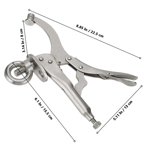 Two Pack 9 Inch Drill Press Locking Clamps Heavy Duty Drill Press Vise Grips For Fixed Workpieces That Hold Them Tight Ideal For Drilling And Metalworking Carbon Steel Construction With Titanium Plated Rust Resistance