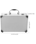 Badass Silver Aluminum Alloy Toolbox Organizer With Ergonomic Carry Handle Heavy Duty Portable Metal Case dimensions displayed.
