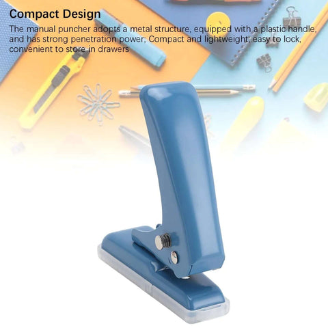 Compact Five Point Five Millimeter Hole Puncher Built Tough Metal Handheld Punch For Paper Cards Crafts with blue handle