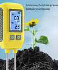 4 In 1 NPK Soil Tester With Temperature Readings For Indoor And Outdoor Gardening next to a sprouting plant in soil