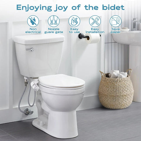 Ultra Slim Bidet Attachment With Dual Mode Wash For Toilet Easy To Install Non Electric Toilet Seat Attachment Feminine And Posterior Wash With Adjustable Water Pressure Fits Most Seats No Fuss Comfort installed on a toilet