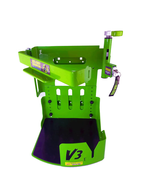 Xtreme Pro Series Backpack Blower Rack Version 3 with shielded locking system and UV powder coat finish, front view.