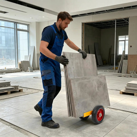 Heavy Duty Panel Dolly for Drywall and Stone Tiles 2204 Lb Capacity Two Wheel Hand Truck Cast Iron Frame Rustproof Welded Build for Glass Panels and Tile Installations used with large stone tiles