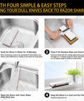 Pro Grade Knife Sharpening Stone Kit With Double Sided Whetstones 400 1000 And 3000 8000 in use, showing soaking and sharpening steps