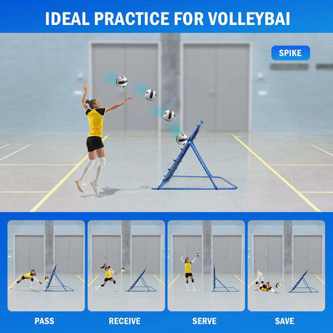 Backyard Rebounder Net For Soccer And Baseball Training 4x4 Foot with adjustable angles used in a gym for volleyball practice