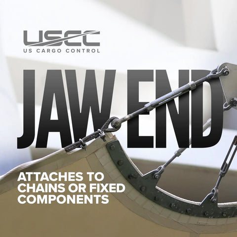 Rock Solid Jaw And Jaw Turnbuckles 500 Pack 1/2 X 6 Inch Hot Dipped Galvanized Heavy Duty UNC Thread Rigging Hardware For Wire Rope Cable Tensioning And In Line Pulls jaw end detail with cable attachment for heavy-duty rigging.