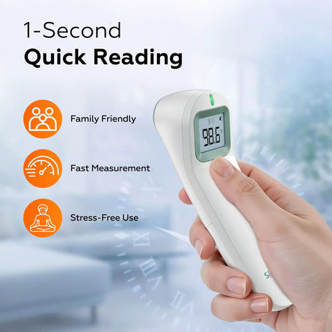 Non Contact Forehead Thermometer For Baby And Adults, FDA Cleared, Medical Grade Accuracy, Fast Fever Check, Family Friendly Infrared Thermometer For Home Use, 1-second reading