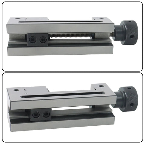 Dead Nuts Accurate Toolmaker Vise Featuring A Hella Solid 2 Inch Jaw Setup For Cnc Milling And Grinding, viewed from top and bottom angles.