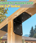Heavy Duty L Bracket 6x6x5 90 Degree Pergola Bracket With Black Rustproof Coating For Carbon Steel installed on wood post