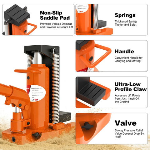 Toe Jack 5 Ton 10 Ton Hydraulic Floor Jack With Seal Kit For Construction Landscaping Auto Repair Farm Projects Portable Heavy Duty Lift With Easy Carry Handle