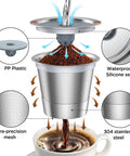 Universal Reusable Stainless Steel K Cups For Keurig 1.0 And 2.0 Brewers Refillable Coffee Pod features and construction diagram