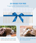 20 swabs for Pet Ear Thermometer for Dogs, Cats, and Livestock with Long Probe, Infrared Ear Thermometer for Fast OneSecond Read, Celsius Fahrenheit Conversion, Sound Switch, 20 Pet Swabs Included