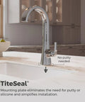 Pfister Vaneri Kitchen Faucet with Pull Down Sprayer, Polished Chrome showcasing sleek design and high arc spout in a kitchen setting.