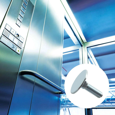 Close-up of flat countersunk elevator bolt, 1/4-20 thread, stainless steel, 20 pieces