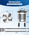 Diagram of 12V Momentary Push Button Switch 12mm Metal Waterproof Push Button Silver Normally Open SPST 2 Pin dimensions
