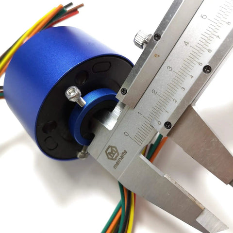 Slip Ring Rotary Electrical Connector for Motors and Data Buses, measuring 12.7mm bore, 54mm OD with gold contact points.