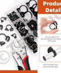 56 Pieces Nylon Hose Clamps Set In 5 Sizes Double Snap Grip Heavy Duty Ratcheting Clamps shown with snap fastener tool.