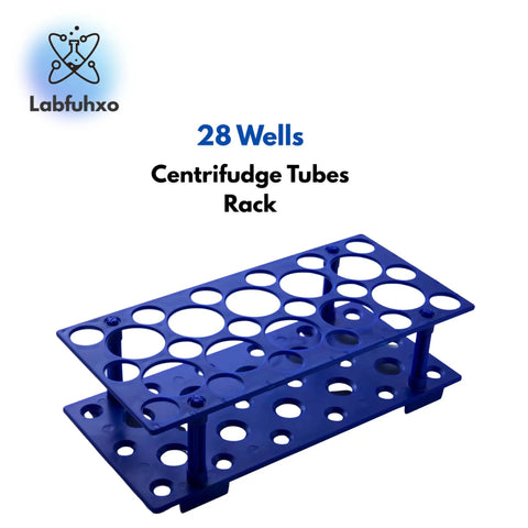 Blue Polypropylene Centrifuge Tube Rack for 10ml 15ml and 50ml Tubes, 28 Well Detachable Plastic Stand, Pro Grade Lab Gear