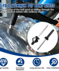 110 Piece Black Aluminum Tri-Fold Rivet Kit With Waterproof O Rings for boats and marine panels, shown with rivet tool in use.