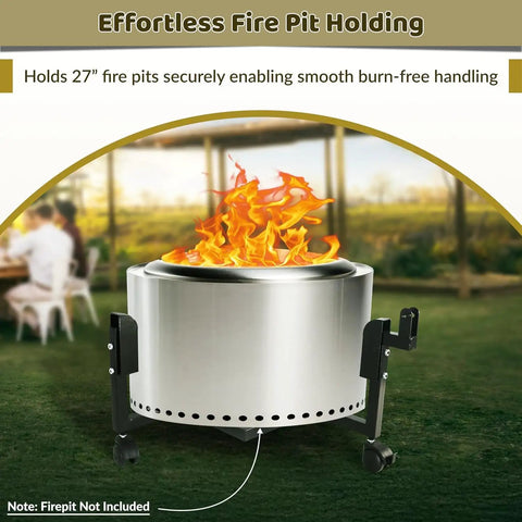 Heavy Duty Fire Pit Trolley Stand With Smooth Wheels For Easy Mobility, Fits Solo Stove Yukon And 27 Inch Fire Pits, Stable Base