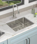 23 Inch Undermount Bar Sink Single Bowl 16 Gauge 304 Stainless Steel For Kitchen RV Wet Bar Prep Durable Easy Clean Undermount Design Ideal For Home And Professional Prep In Kitchen Or RV installed in marble countertop