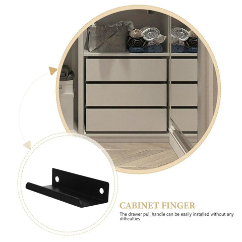80mm Matte Black Aluminum Finger Pull Drawer Handle No Drill Hidden Cabinet Pull For Kitchen Closet Doors And Drawers