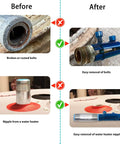 Before and after of Pipe Extractor Tool Set For Removing Broken Pipes And Nipples Fits Half Inch To One Inch Pipe Capacity