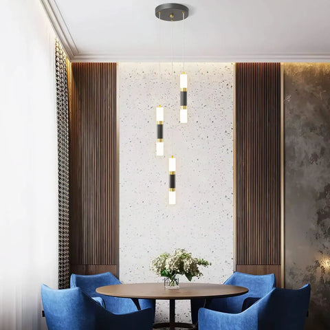 Modern Kitchen Pendant Lighting Over Island With Dimmable 3 Light LED Mini Pendant Fixtures In Black Gold Finish for stylish dining area.