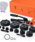 Hydraulic Knockout Punch Set, 15-Ton Handheld Conduit Hole Cutter Kit With 10 Interchangeable Dies for sheet metal installations