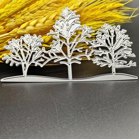 Silver Tree Metal Die Cuts Set For Card Making And Scrapbooking, Forest Theme Cutting Dies And Embossing Stencils