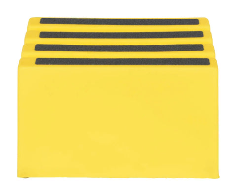 Yellow Polyethylene One Step Stool With Non Slip Tape Surface Rubber Feet Hand Holes For Easy Transport Lightweight Durable Reach Aid