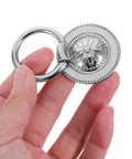 Hand holding Vintage Flower Drawer Pulls, 4-Piece Set, 36mm Antique White Nickel Finish, European Style Metal Cabinet Handles.