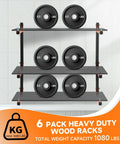Beefy 9 Level Wall Mount Wood Storage Rack With 1080 Lbs Capacity, Rugged Garage Shelving, Folding Orange Brackets