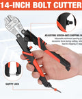 Beefy Heavy Duty Bolt Cutter Set 3 Piece With Carrying Bag Includes 14 Inch Bolt Cutter 8 Inch Mini Bolt Cutter And 8 Inch Cable Cutter For Locks Wires Barbed Wire Chains And More. 14-inch bolt cutter with anti-chipping design in hand