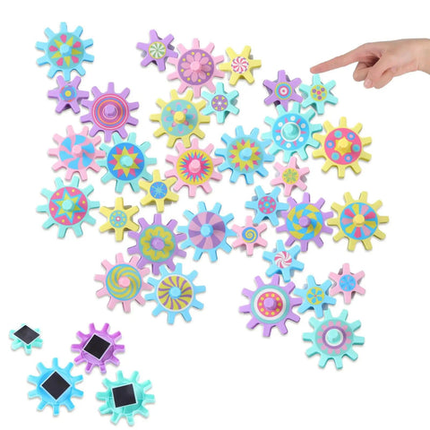 36 Piece Magnetic Gear Set For STEM Learning And Hands On Magnetic Construction Toy With Interchangeable Spin Gears Macaron Colors