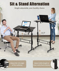 Total Game Changer Small Height Adjustable Standing Desk With Tiltable Tabletop And Smooth Rolling Wheels customized for remote workers and gamers.