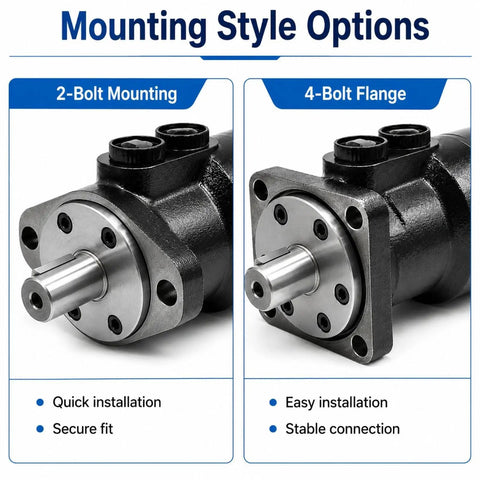 Heavy Duty Workhorse Orbital Gerotor Hydraulic Motor with 2-bolt and 4-bolt mounting styles for tough industrial applications.