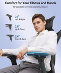 Man sitting in M57 Ergonomic Mesh Office Chair With High Back 3D Armrests Lumbar Support Adjustable Headrest And Tilt Ultra Comfy