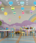 Colorful Fun Hot Air Balloon Cutouts Set Of 45 5 By 7 Inch Classroom Bulletin Board Accents For Back To School Decorations in use